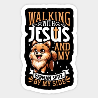 Jesus and dog - German Spitz Sticker